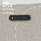 Olivia Power Recliner in Dune Basketweave dual USB ports callout