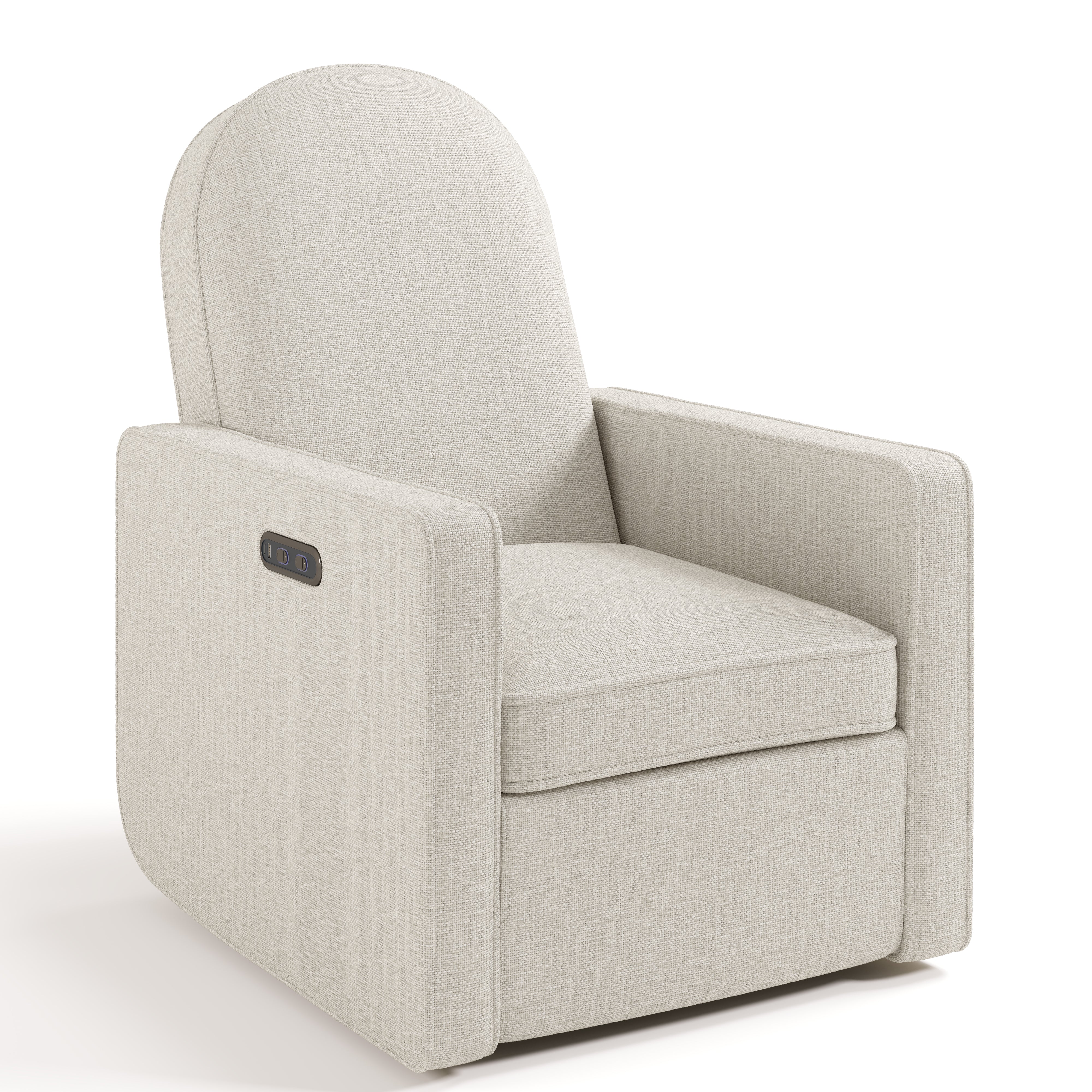 Angle view of Olivia Power Recliner in Dune Basketweave