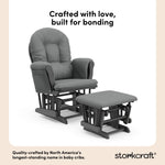 storkcraft hoop glider and ottoman gray frame with gray cushions quality crafted callout