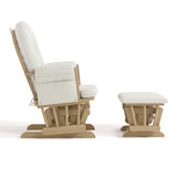 Hoop driftwood with ivory boucle glider and ottoman side view