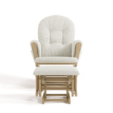 Hoop driftwood with ivory boucle glider and ottoman front view