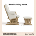 Hoop driftwood with ivory boucle glider and ottoman motion callout