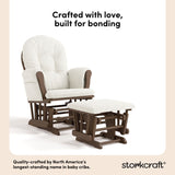 Hoop hazelnut with ivory boucle glider and ottoman style callout