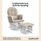 storkcraft hoop glider and ottoman white frame with taupe swirl cushions quality crafted callout
