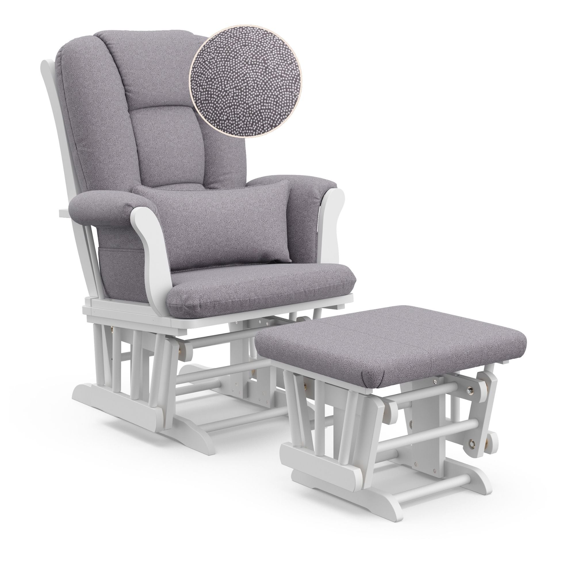Tuscany glider white with gray swirl close up of swirl pattern