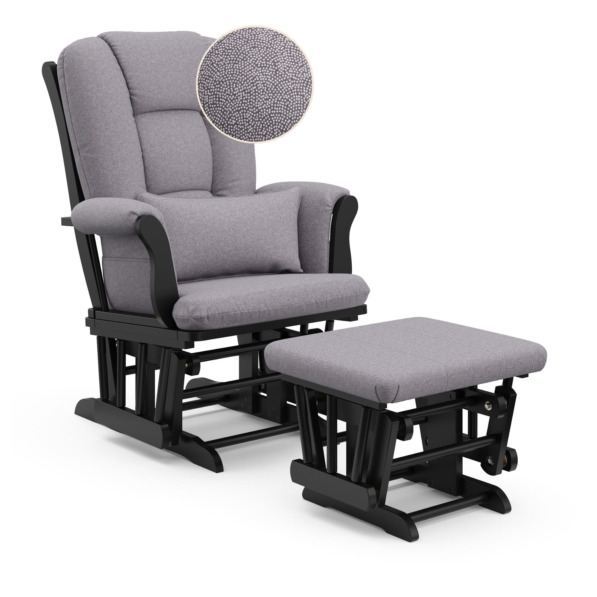Tuscany glider black with gray swirl close up of swirl pattern
