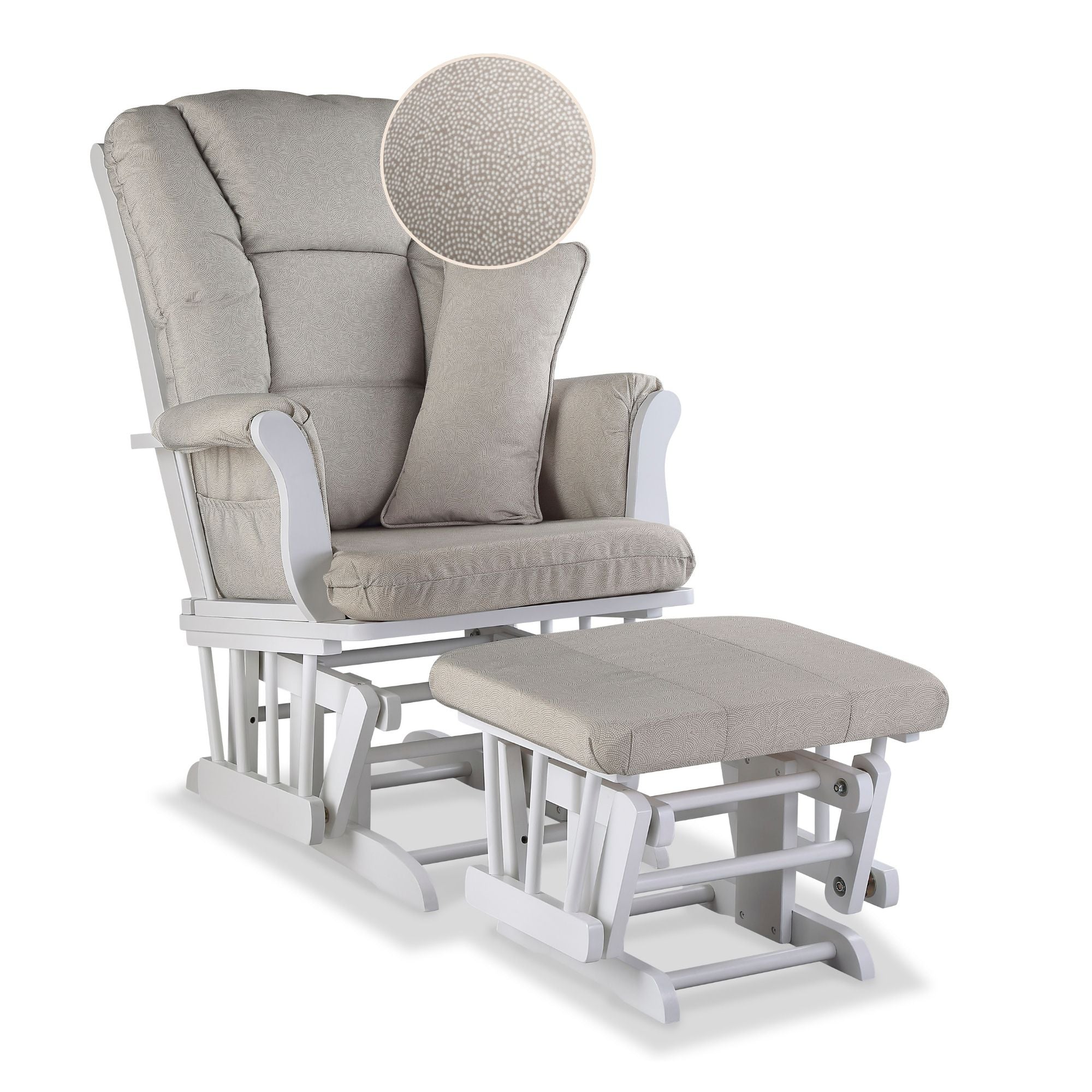 Tuscany glider white with taupe swirl close up of swirl pattern