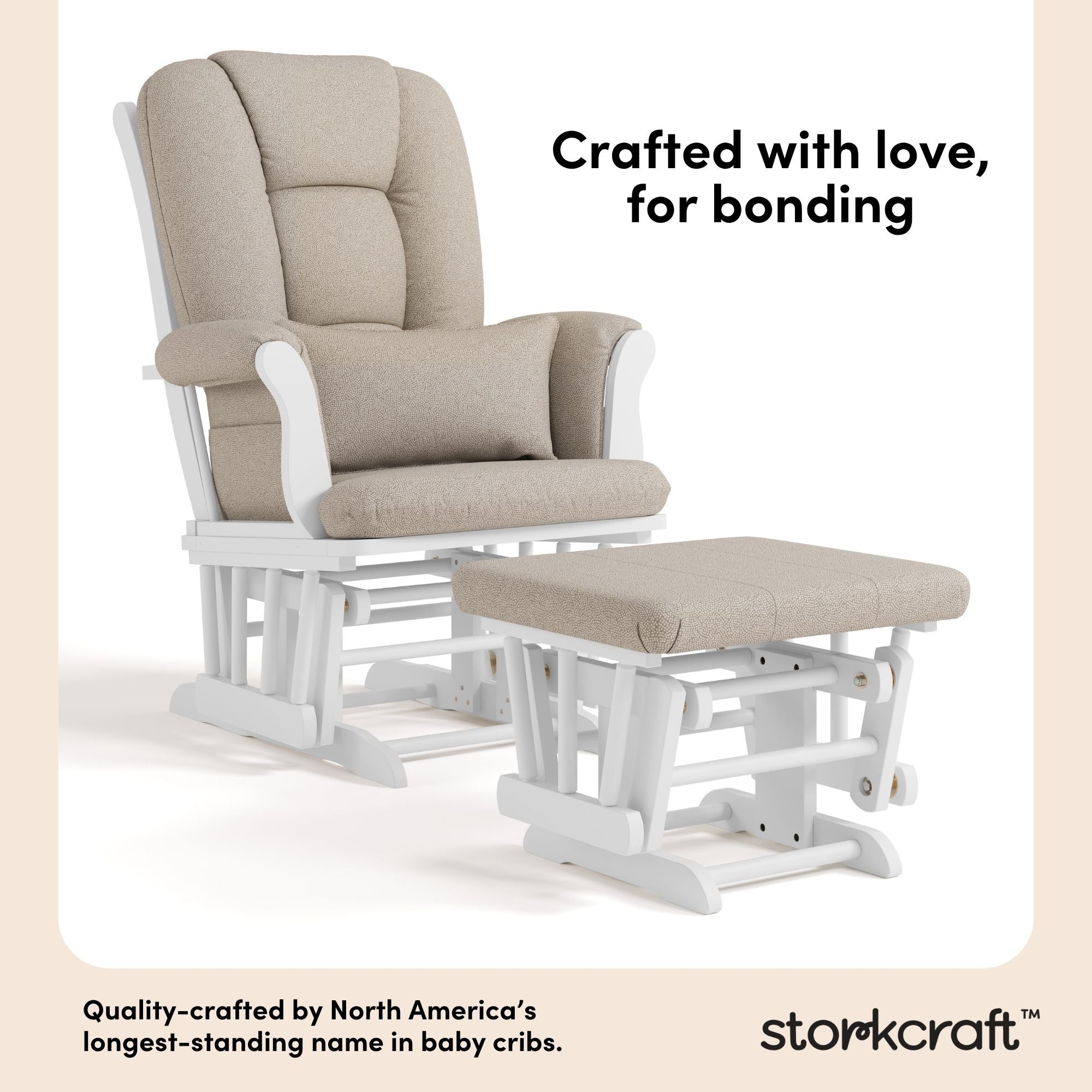 Tuscany white with taupe swirl glider and ottoman style callout
