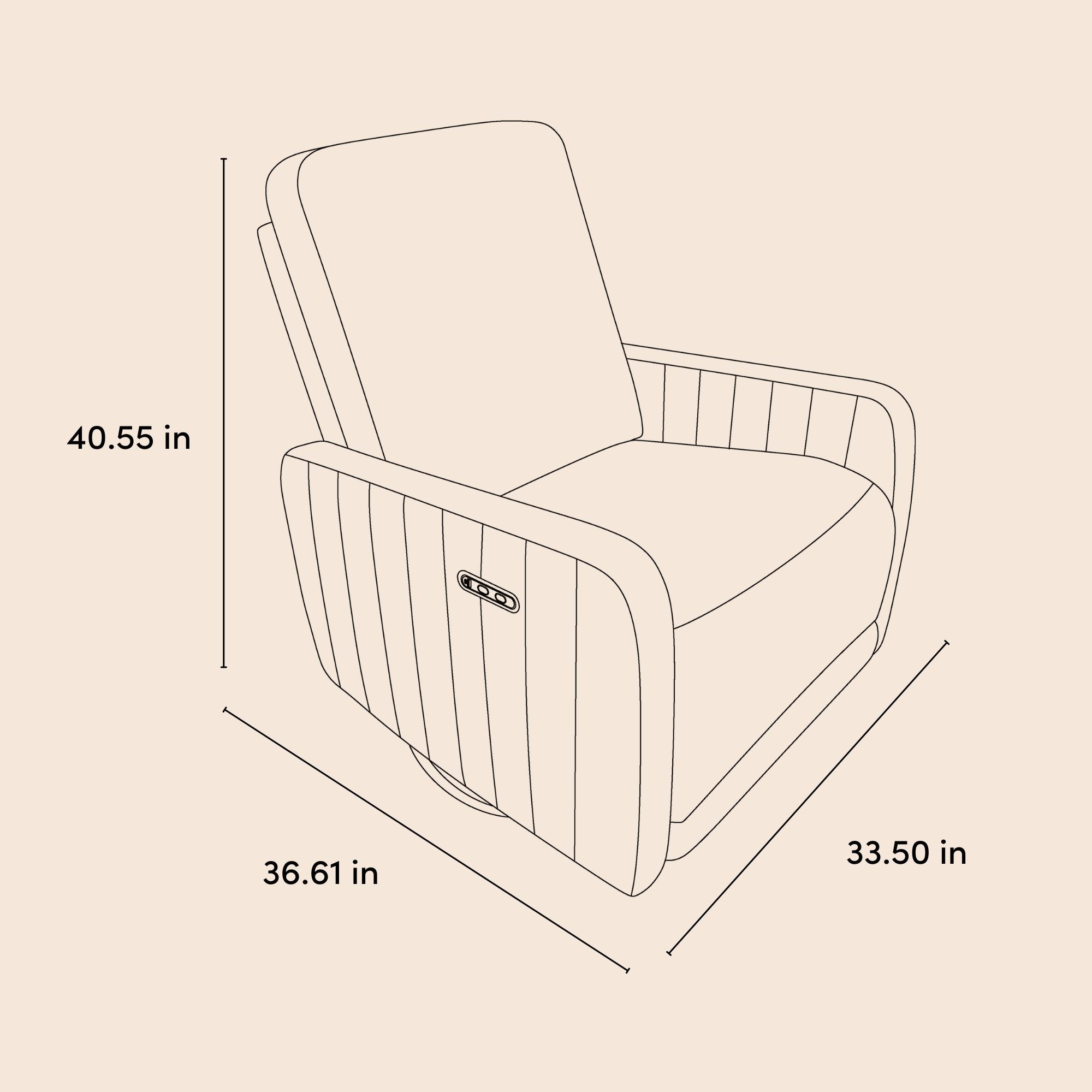 Kyoto power recliner illustration with dimensions