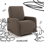 Kyoto mountain brown boucle power recliner with black drawings overlaid on image