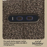 Kyoto mountain brown boucle glider dual USB ports callout