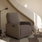 Kyoto mountain brown boucle power recliner in nursery