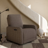 Kyoto mountain brown boucle power recliner in nursery
