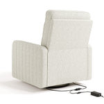 Kyoto ivory boucle power recliner back view with electrical cord