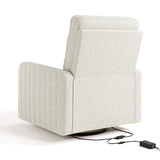 Kyoto ivory boucle power recliner back view with electrical cord