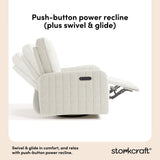 Kyoto ivory boucle power recliner recline, swivel, and glide callout