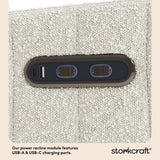 Kyoto ivory boucle power recliner dual USB port callout