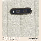 Kyoto ivory boucle power recliner dual USB ports callout