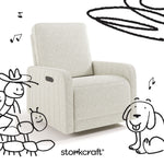 Kyoto ivory boucle power recliner with black drawings overlaid on image