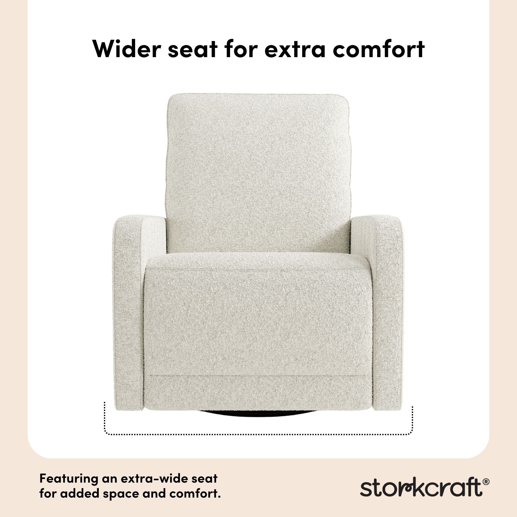 Kyoto ivory boucle power recliner wider seat callout