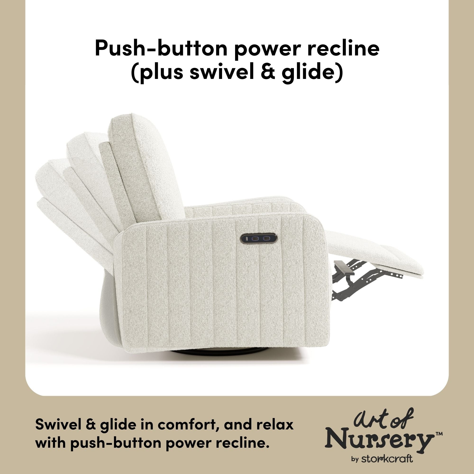 Kyoto ivory boucle glider power recline callout