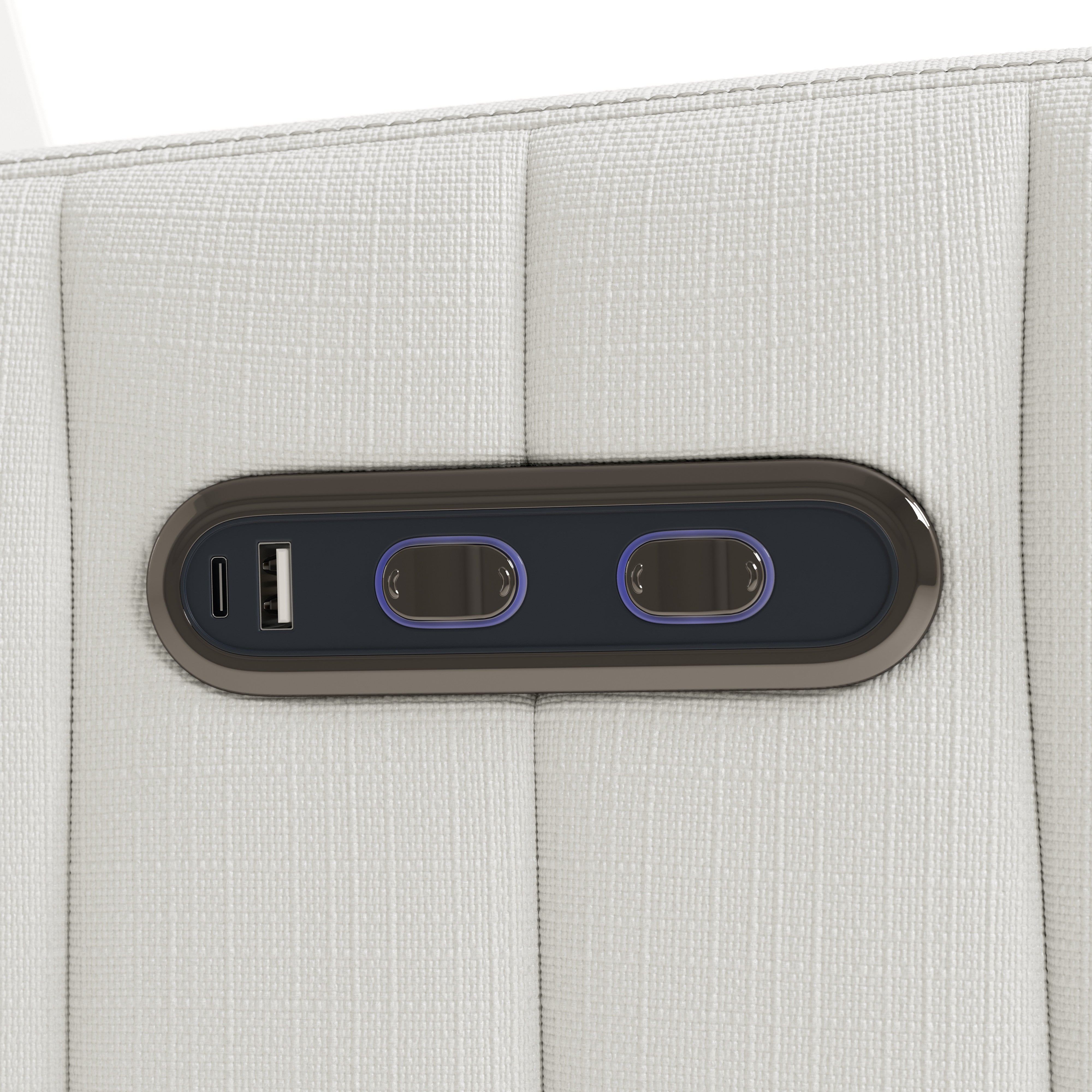 Kyoto ivory basketweave power recliner closeup of dual usb ports