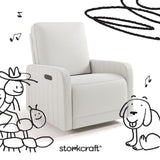 Kyoto ivory basketweave power recliner with black drawings overlaid on image