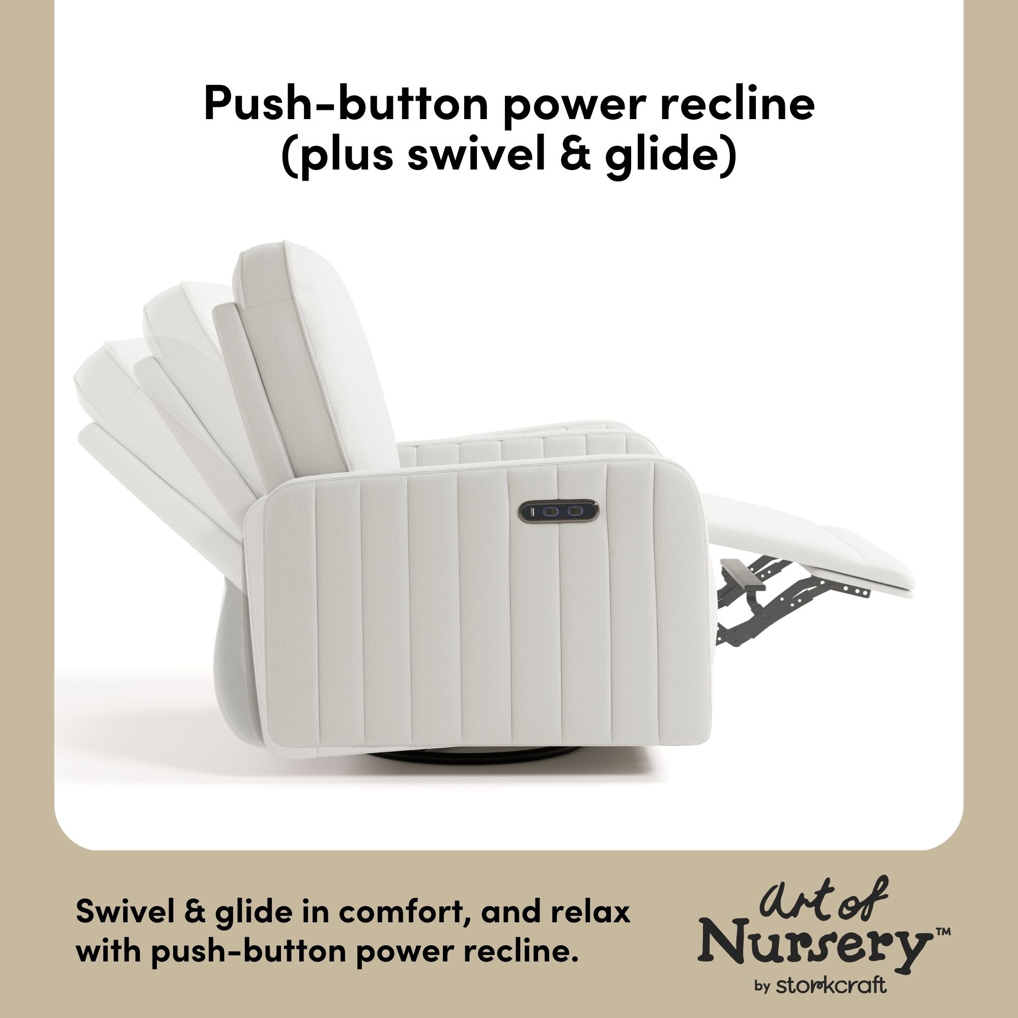 Kyoto ivory basketweave glider power recline callout