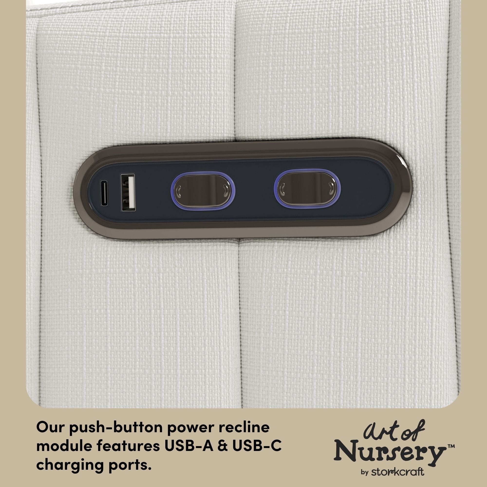 Kyoto ivory basketweave glider dual USB ports callout