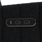 Kyoto black boucle power recliner closeup of dual usb ports