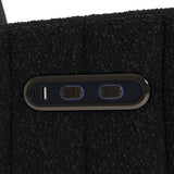 Kyoto black boucle power recliner closeup of dual usb ports