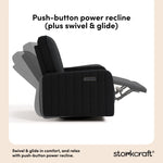 Kyoto black boucle power recliner recline, swivel, and glide callout