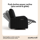 Kyoto black boucle power recliner recline, swivel, and glide callout