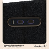 Kyoto black boucle power recliner dual USB port callout