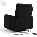 Kyoto black boucle power recliner with PTPA logo on top left