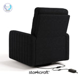 Kyoto black boucle power recliner with PTPA logo on top left