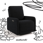 Kyoto black boucle power recliner with black drawings overlaid on image