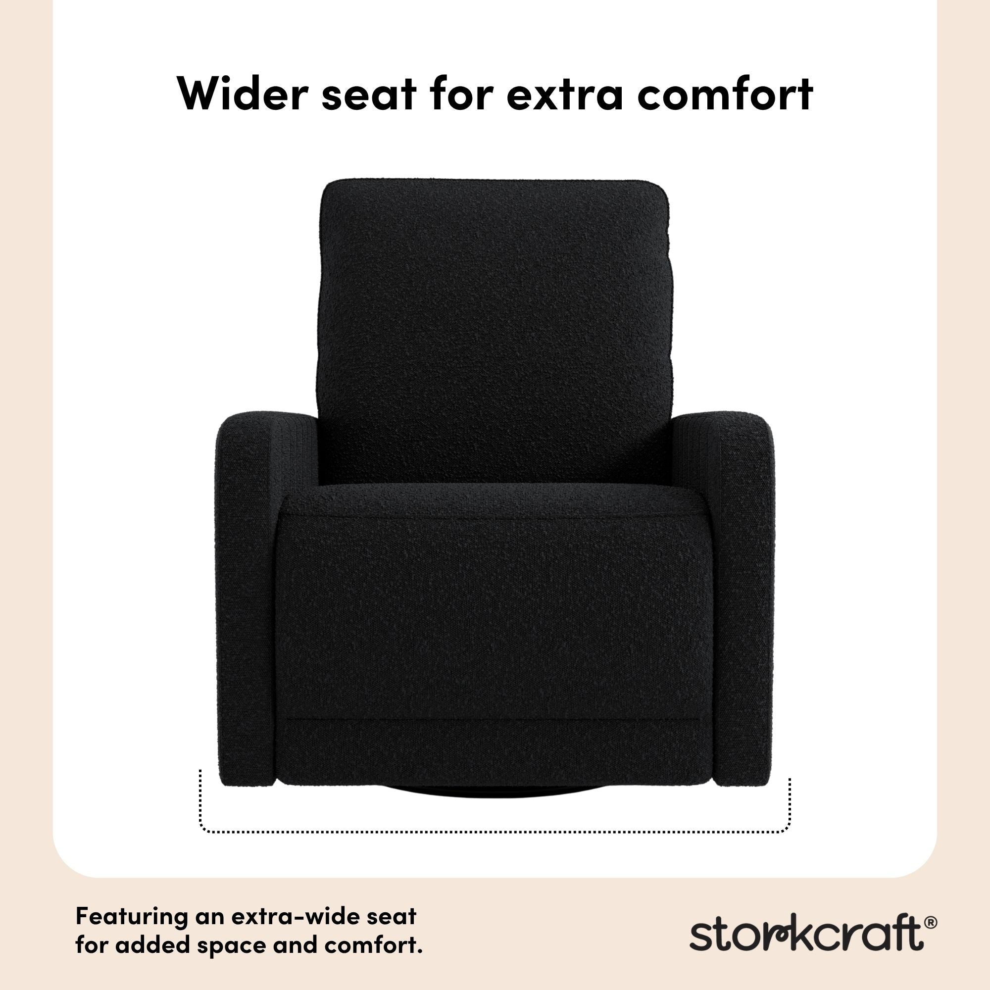 Kyoto black boucle power recliner wider seat callout