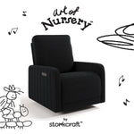 Kyoto black boucle glider with black doodles overlaid on image