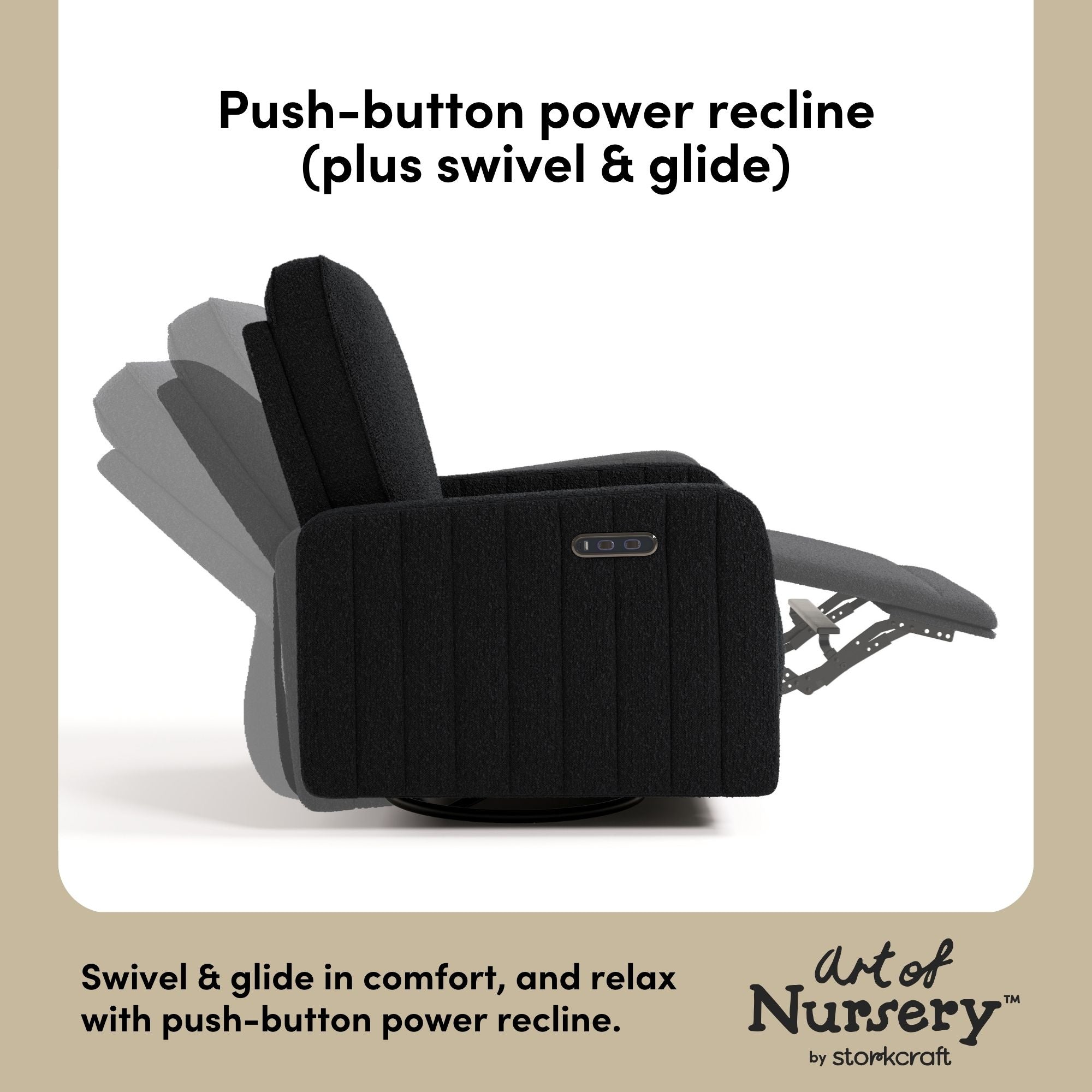 Kyoto black boucle glider power recline callout