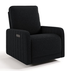 Kyoto black boucle power recliner angle view