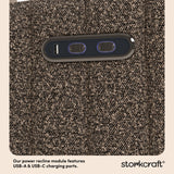 Kyoto mountain brown boucle power recliner dual USB ports callout