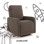 Kyoto mountain brown boucle power recliner with black doodles overlaid on image