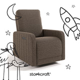 Kyoto mountain brown boucle power recliner with black doodles overlaid on image