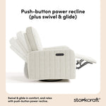 Kyoto ivory boucle power recliner push-button power recline callout