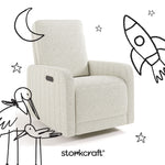 Kyoto ivory boucle power recliner with black doodles overlaid on image