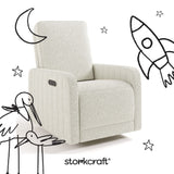 Kyoto ivory boucle power recliner with black doodles overlaid on image