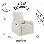 Kyoto ivory boucle glider with black doodles overlaid on image