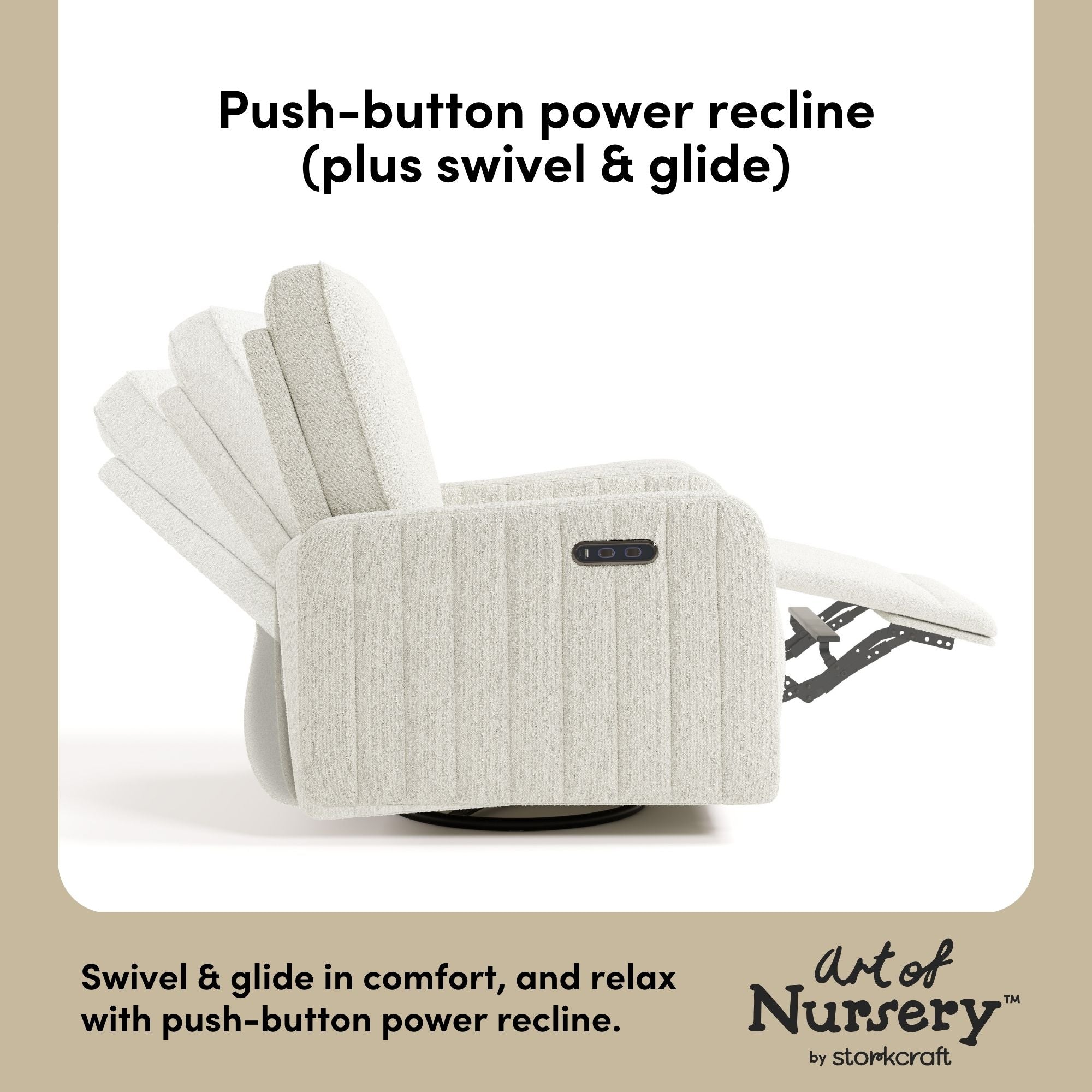 Kyoto ivory boucle glider power recline callout