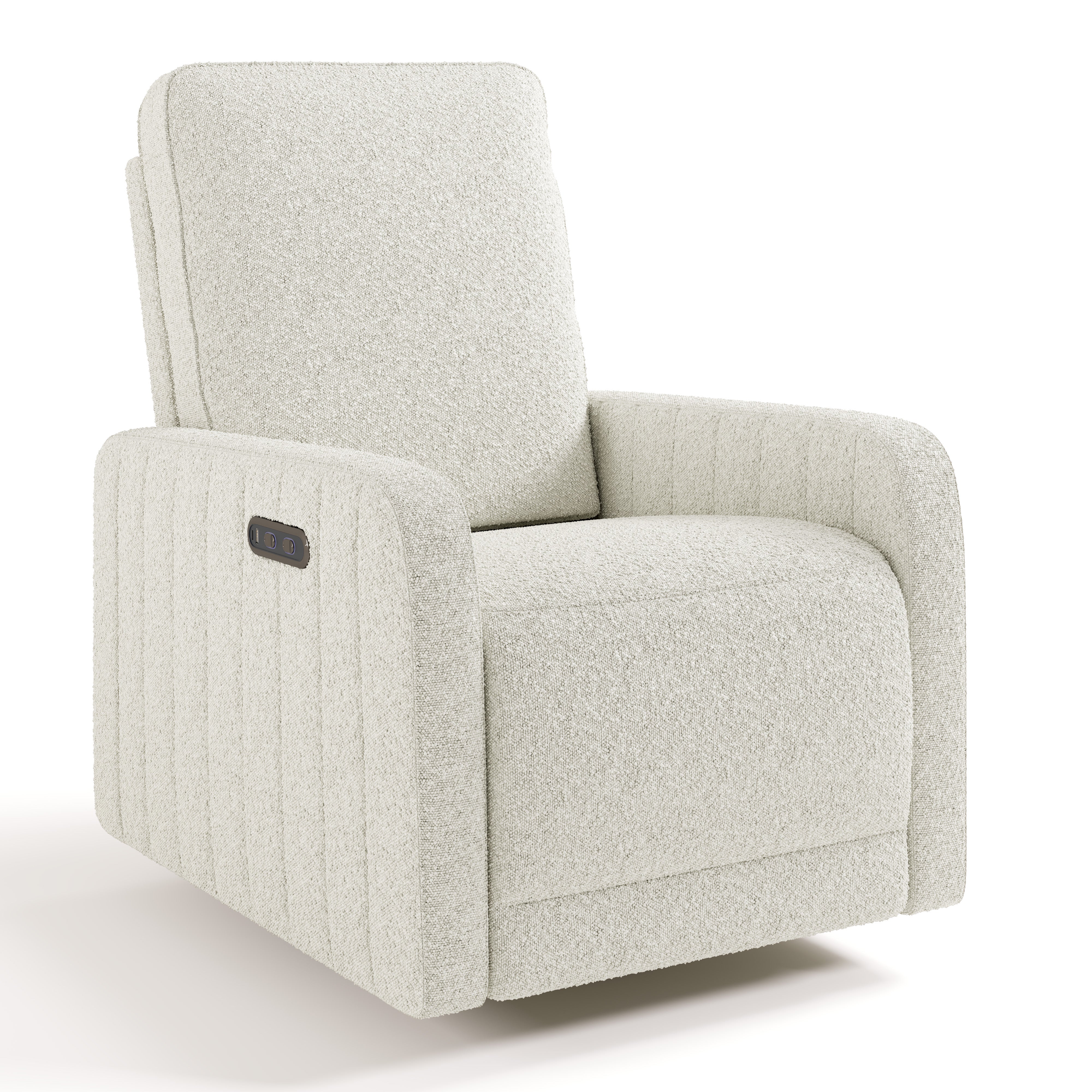 Kyoto ivory boucle recliner angle view